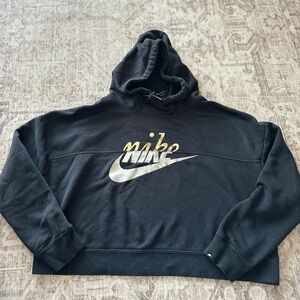 Nike Black Hoodie with Gold and Silver Logo
